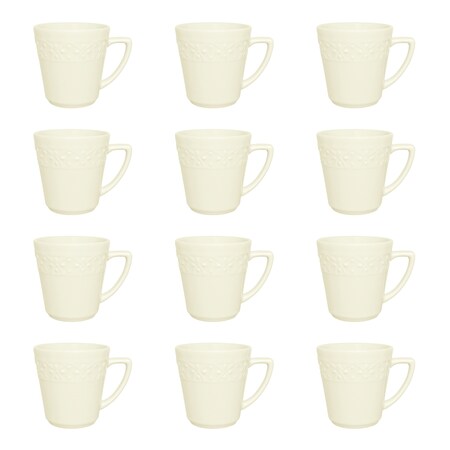 Manhattan Comfort Mendi 12 Mugs (12.17 oz.) in Ivory 2-NM09-7301